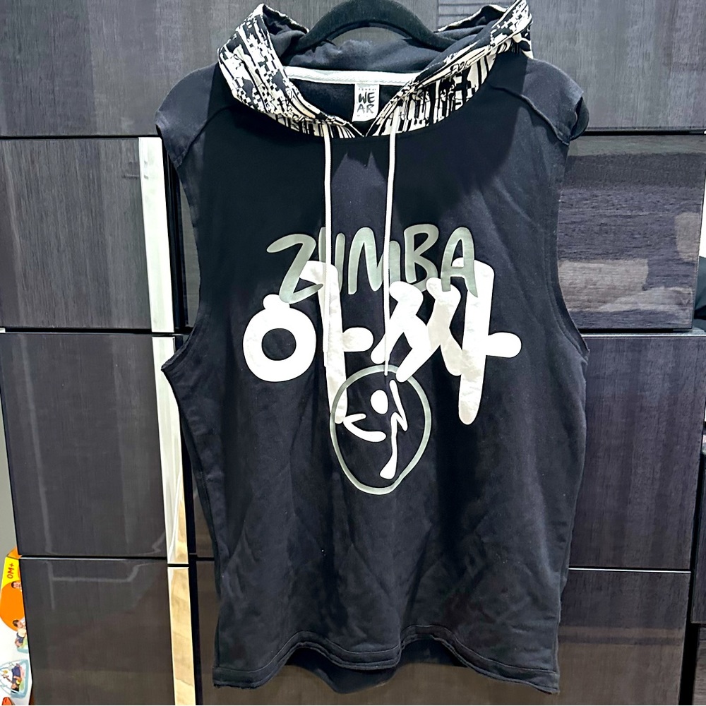 Zumba Men Drawstring Hooded High Low Hem